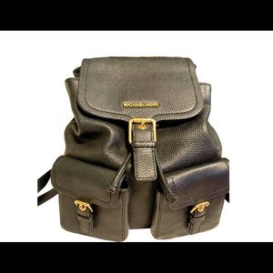 Michael Kors Black pebbled leather Backpack purse